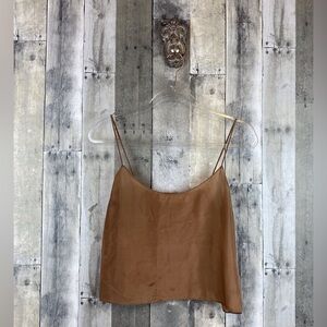 Marni Silk Spaghetti Strap Crop Tank in Brown Size 42.